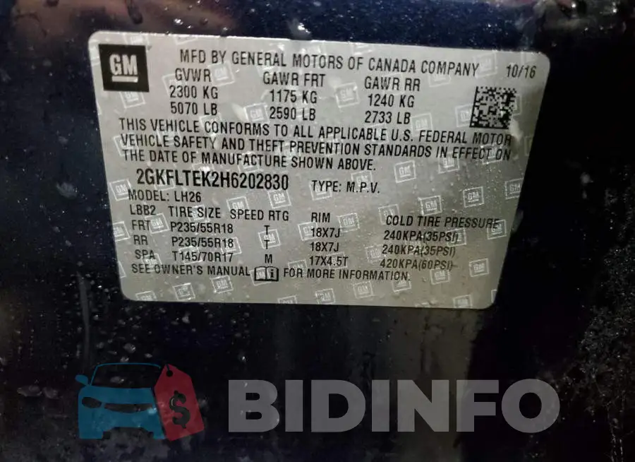 2GKFLTEK2H6202830 Photo# 13