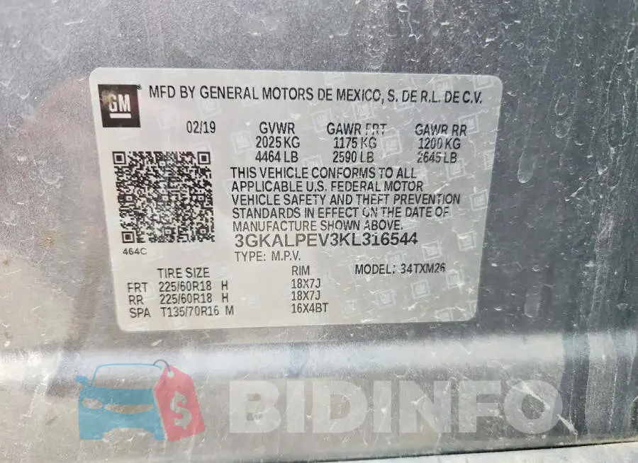 3GKALPEV3KL316544 Photo# 12