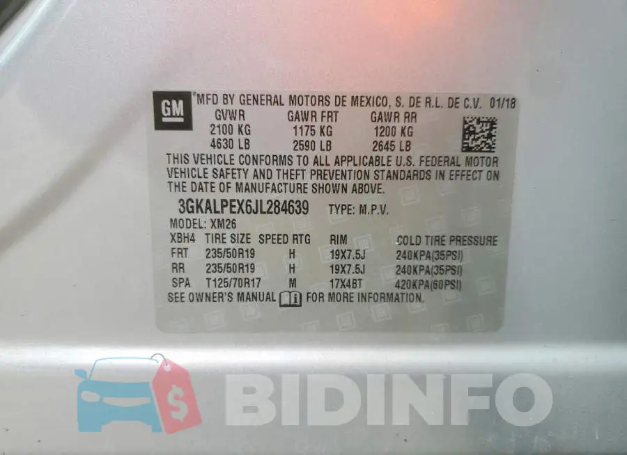 3GKALPEX6JL284639 Photo# 13