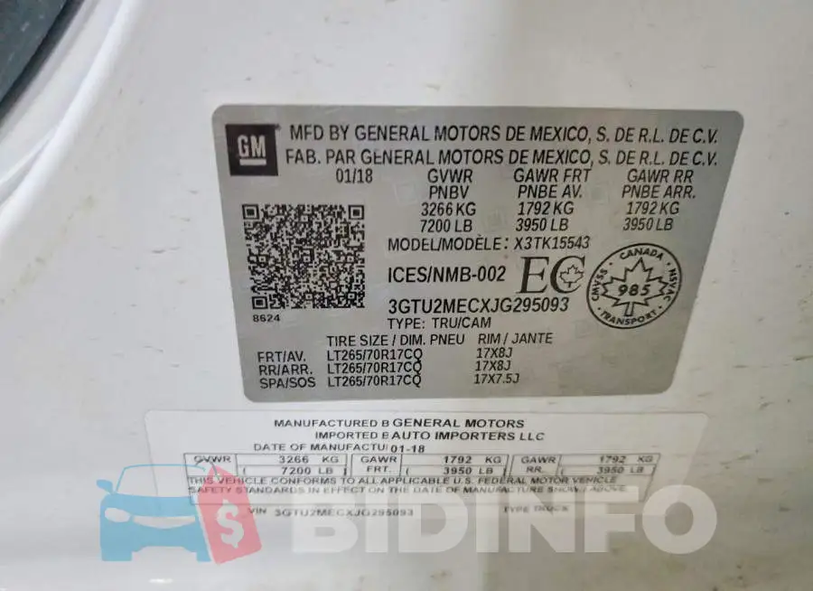 3GTU2MECXJG295093 Photo# 12