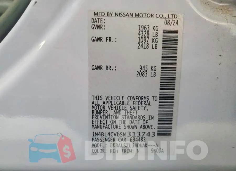 1N4BL4CV6SN313743 Photo# 13