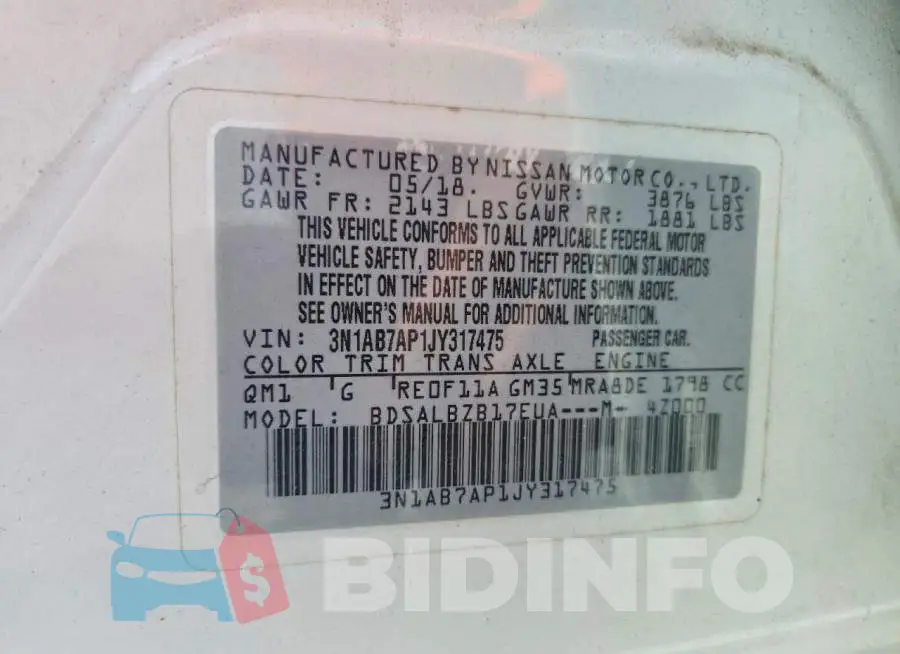 3N1AB7AP1JY317475 Photo# 12