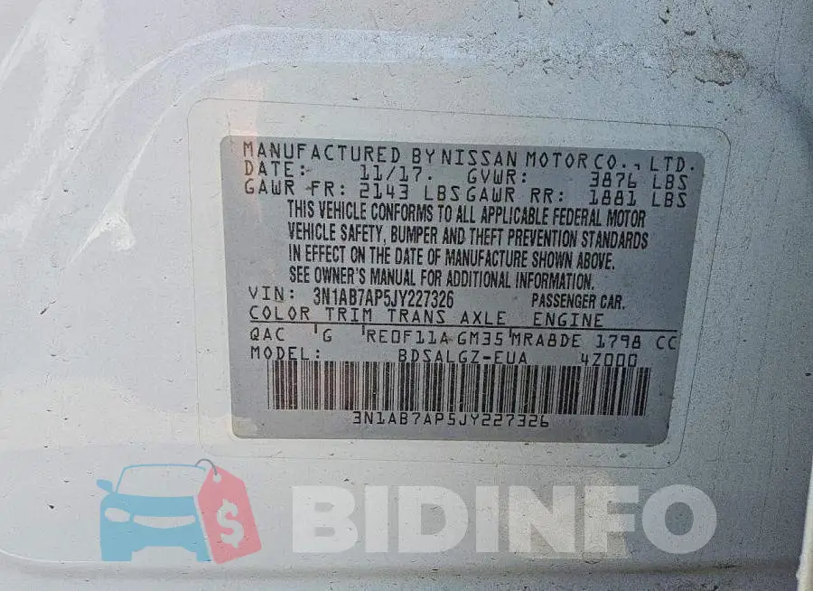 3N1AB7AP5JY227326 Photo# 12