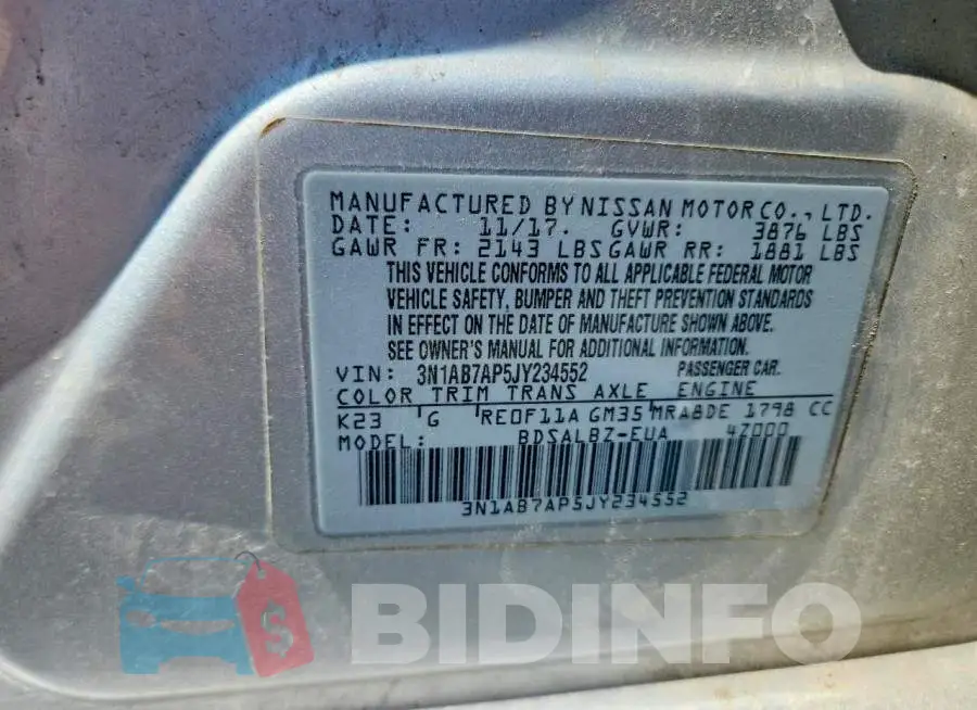 3N1AB7AP5JY234552 Photo# 12