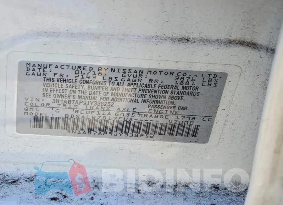 3N1AB7AP9JY338252 Photo# 12