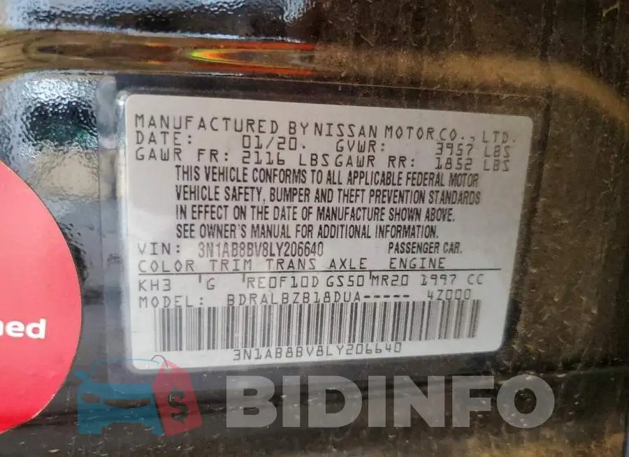 3N1AB8BV8LY206640 Photo# 13