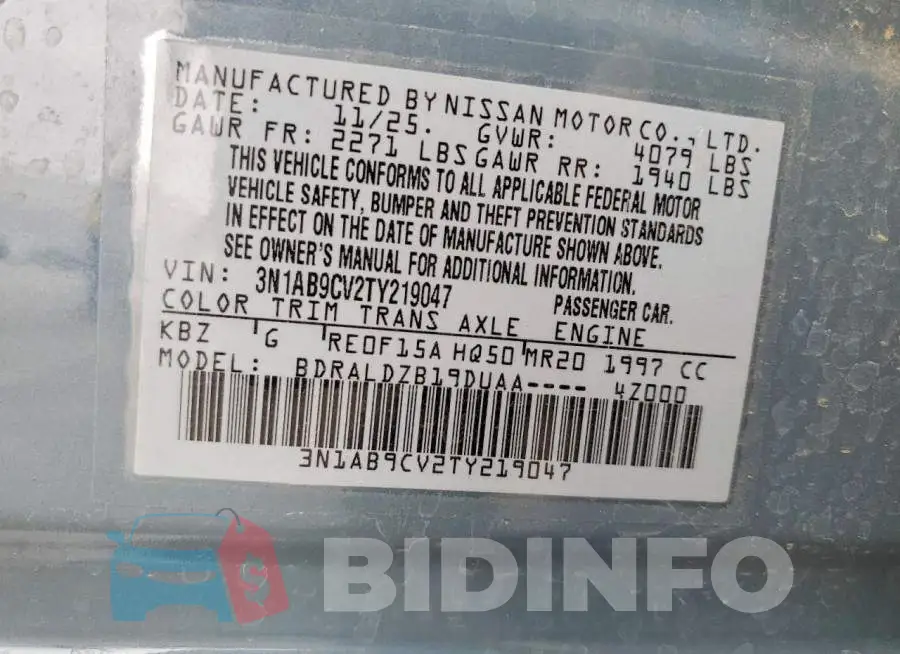 3N1AB9CV2TY219047 Photo# 12