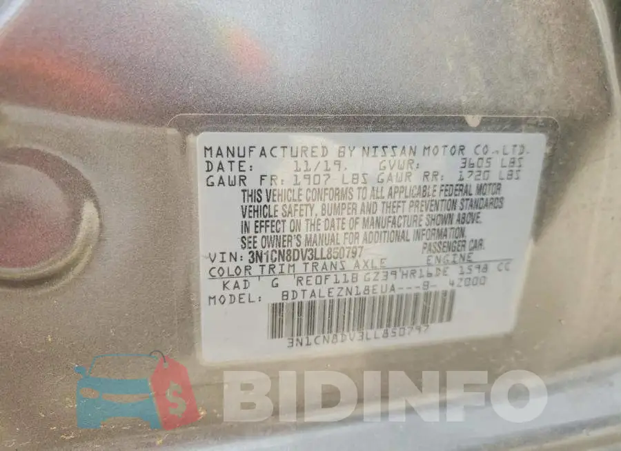 3N1CN8DV3LL850797 Photo# 12