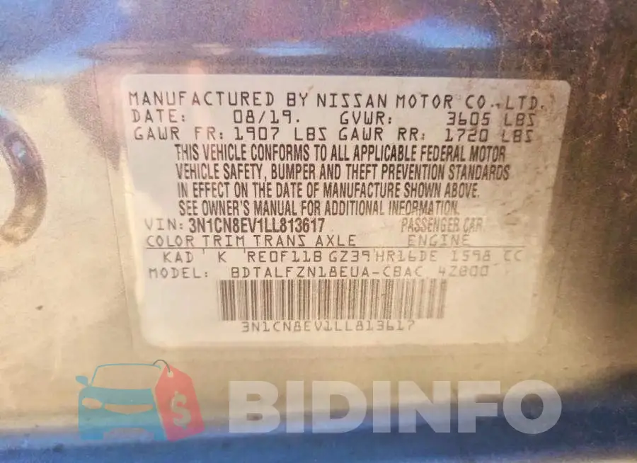3N1CN8EV1LL813617 Photo# 13