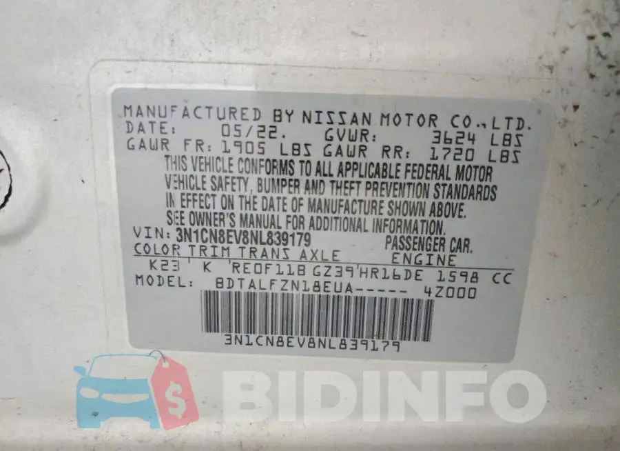 3N1CN8EV8NL839179 Photo# 13