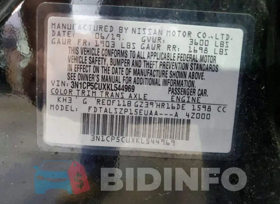 3N1CP5CUXKL544969 Photo# 13