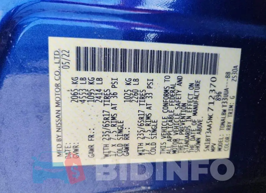 5N1BT3AA5NC712370 Photo# 13