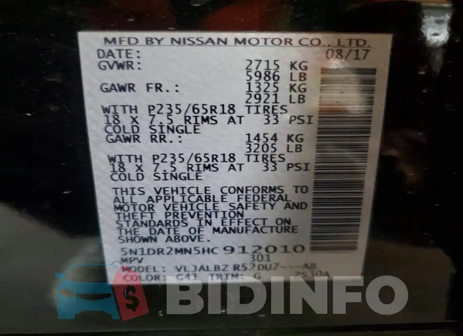 5N1DR2MN5HC912010 Photo# 13