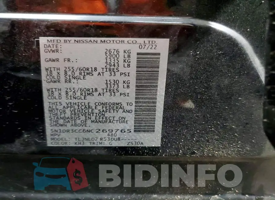 5N1DR3CC6NC269765 Photo# 14