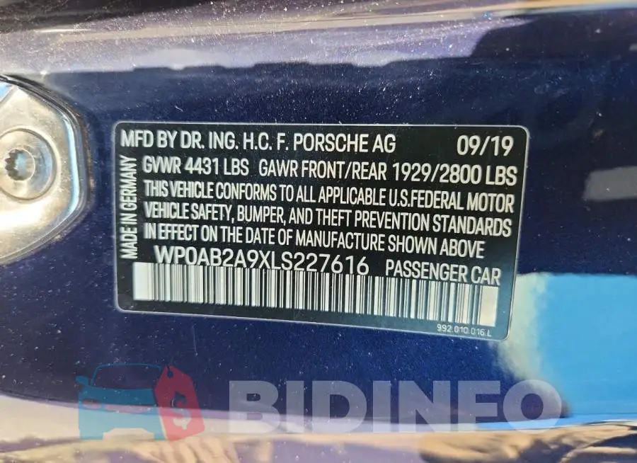 WP0AB2A9XLS227616 Photo# 13