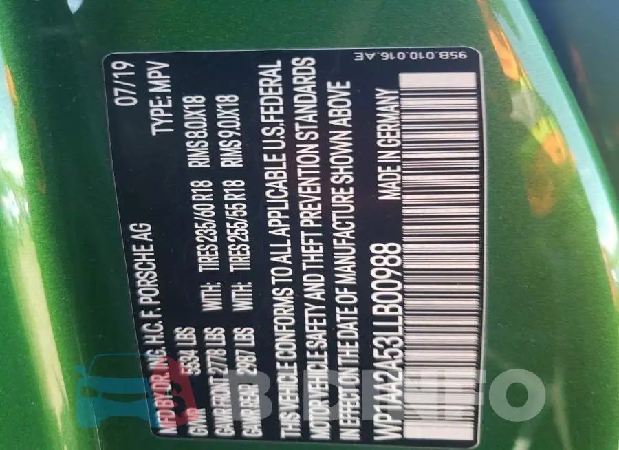 WP1AA2A53LLB00988 Photo# 12