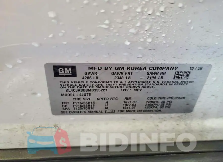 KL4CJASB8MB335221 Photo# 13