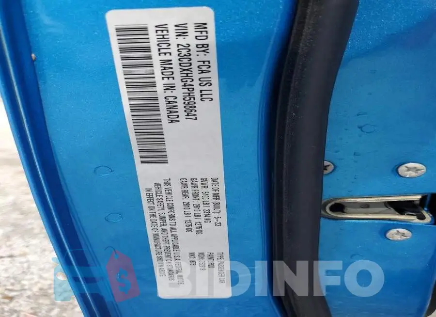 2C3CDXHG4PH598647 Photo# 12