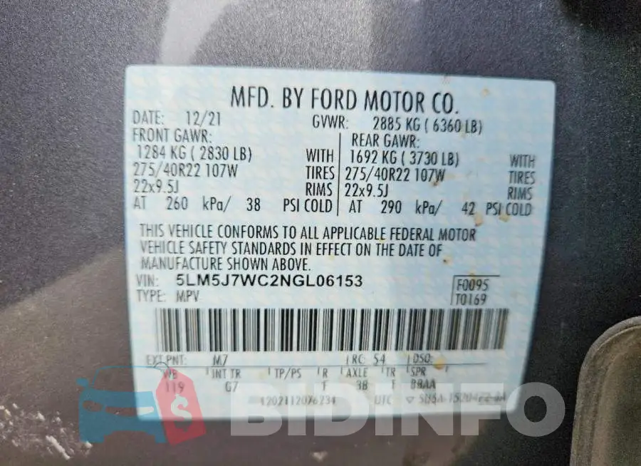 5LM5J7WC2NGL06153 Photo# 12