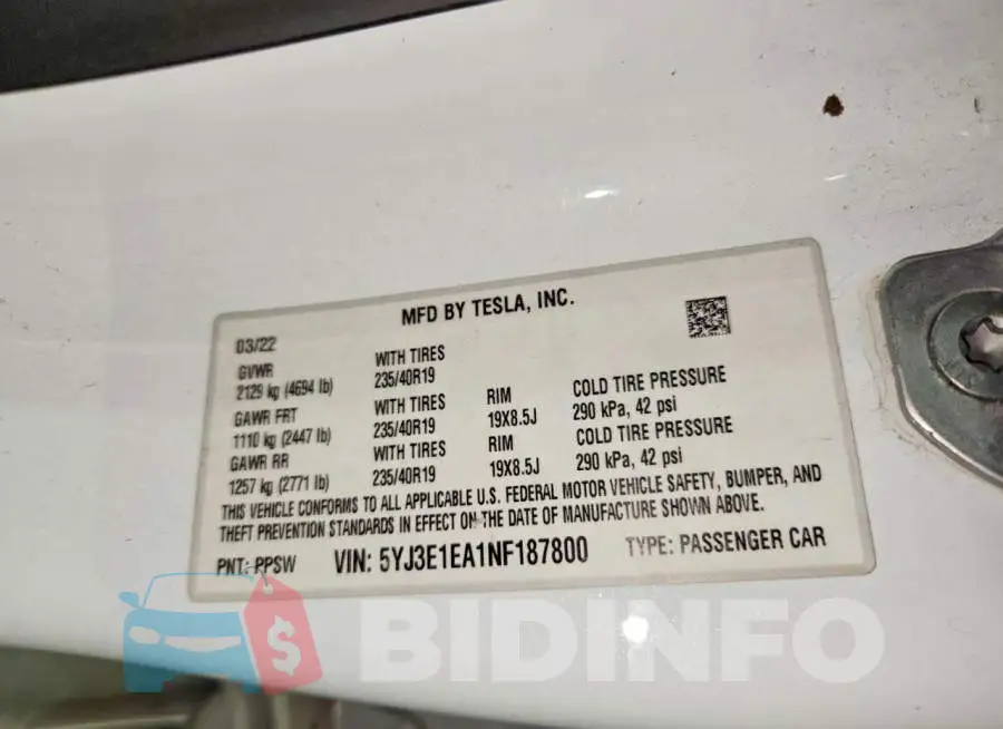5YJ3E1EA1NF187800 Photo# 13