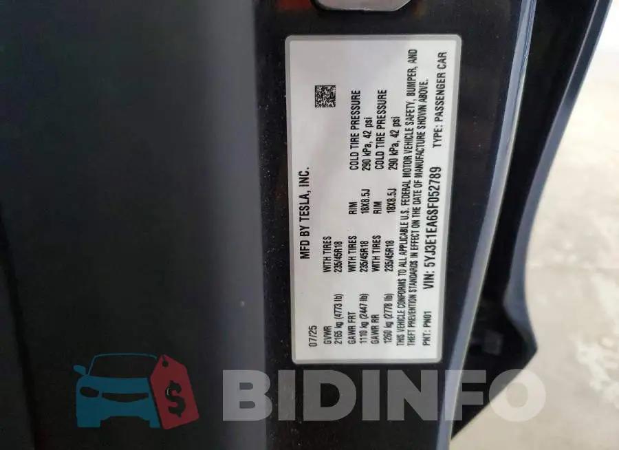 5YJ3E1EA6SF052789 Photo# 12