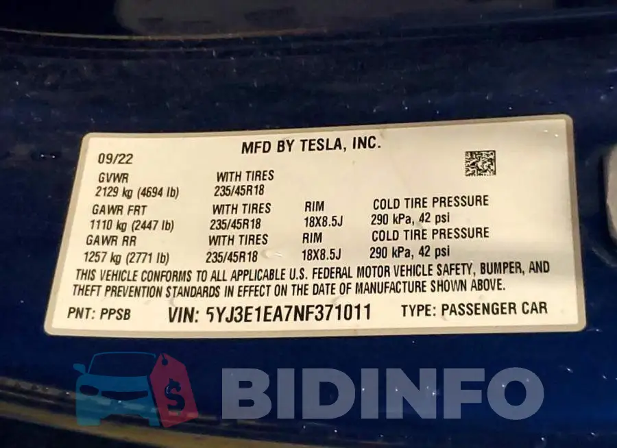 5YJ3E1EA7NF371011 Photo# 13
