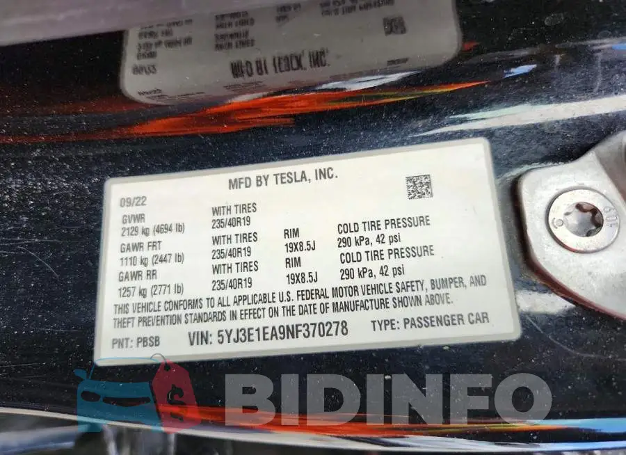 5YJ3E1EA9NF370278 Photo# 12