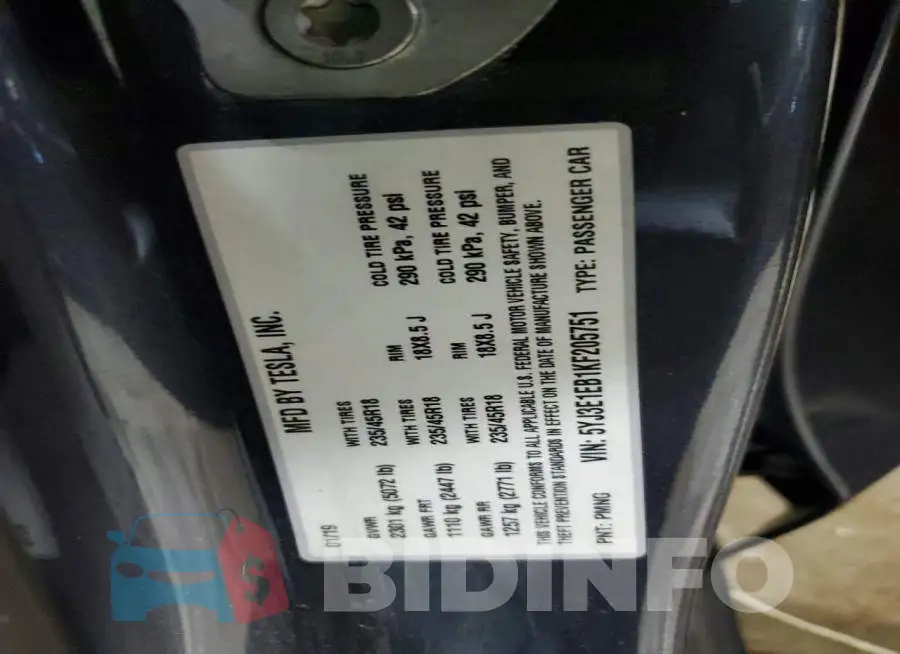 5YJ3E1EB1KF205751 Photo# 13