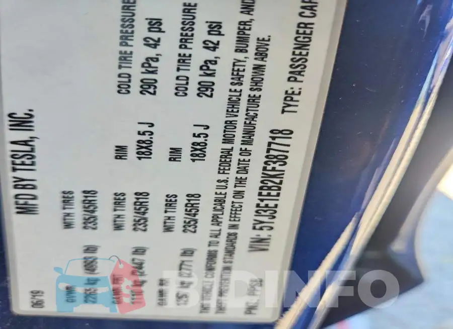 5YJ3E1EB2KF387718 Photo# 12