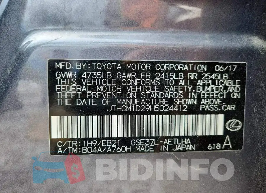 JTHCM1D29H5024412 Photo# 12