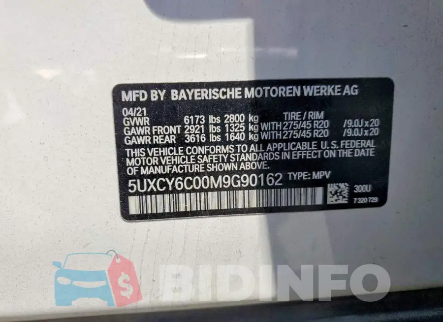 5UXCY6C00M9G90162 Photo# 14