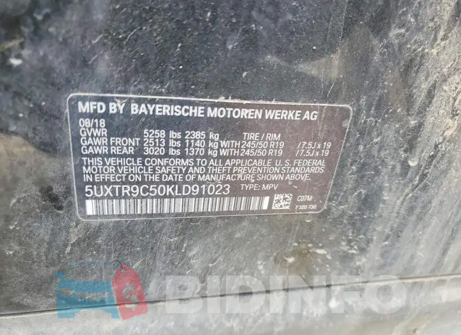 5UXTR9C50KLD91023 Photo# 13