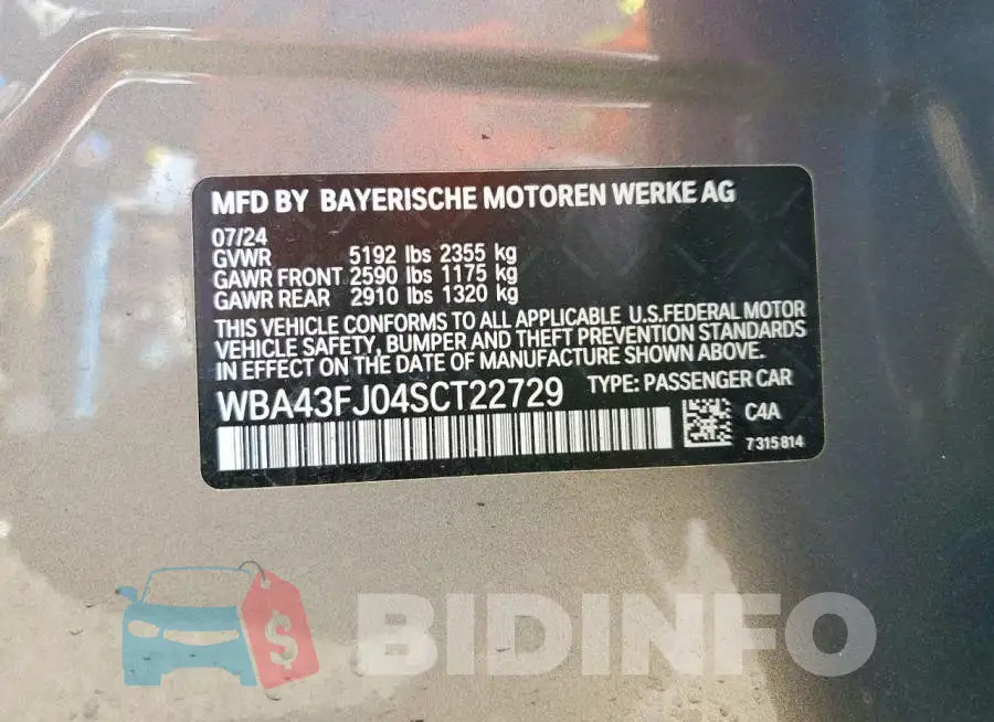 WBA43FJ04SCT22729 Photo# 12