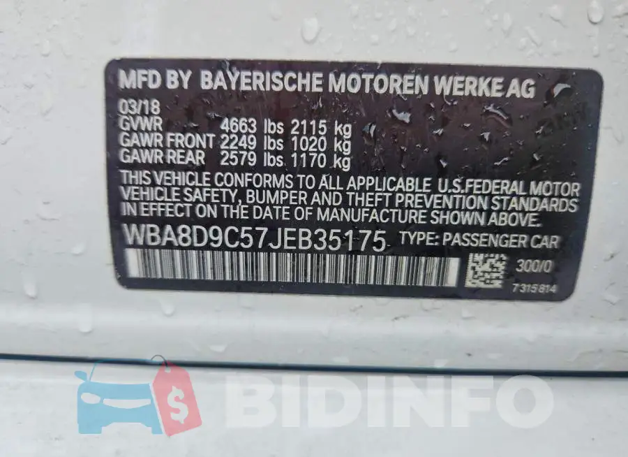 WBA8D9C57JEB35175 Photo# 12