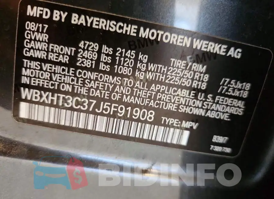 WBXHT3C37J5F91908 Photo# 12
