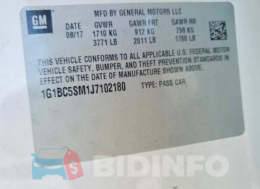 1G1BC5SM1J7102180 Photo# 12