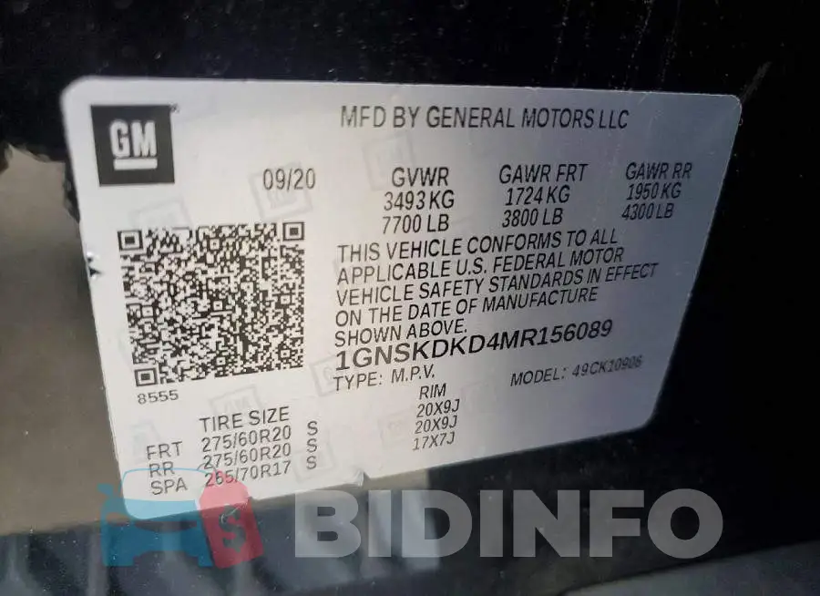 1GNSKDKD4MR156089 Photo# 13