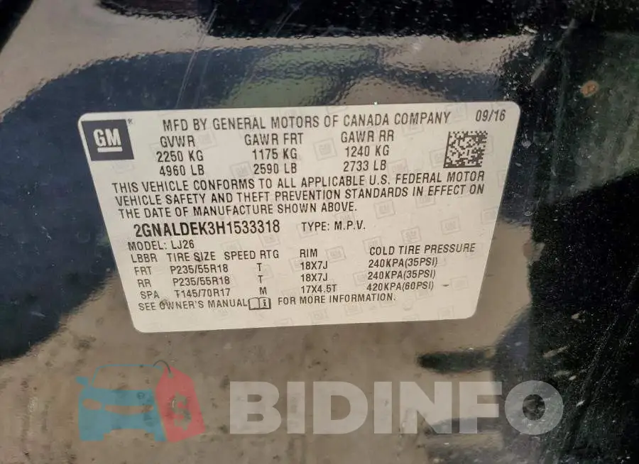 2GNALDEK3H1533318 Photo# 14