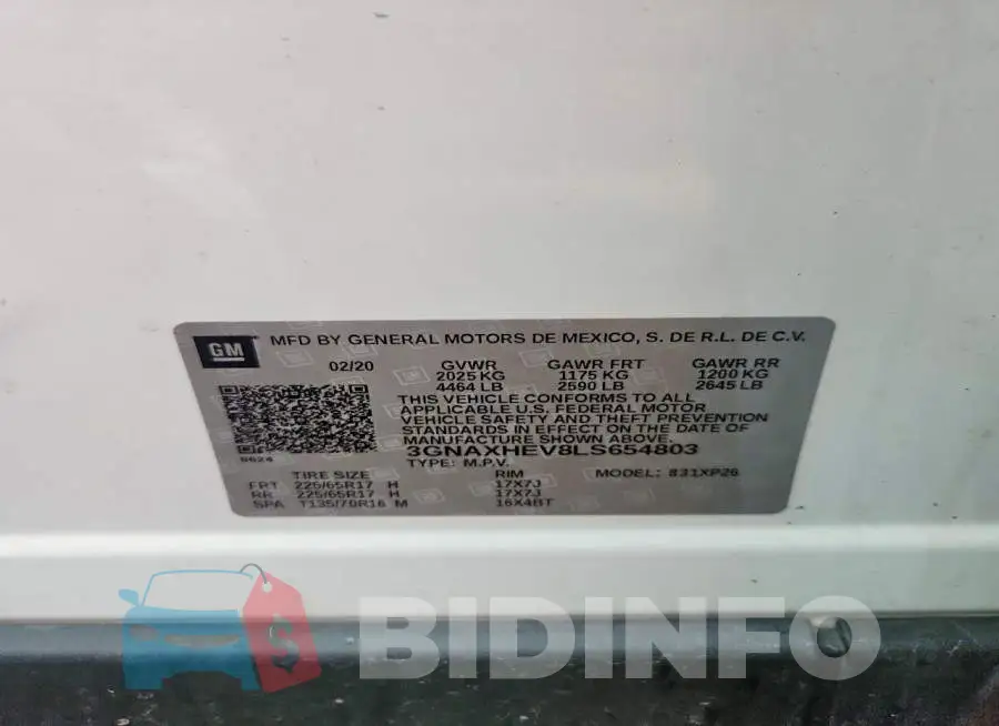 3GNAXHEV8LS654803 Photo# 13