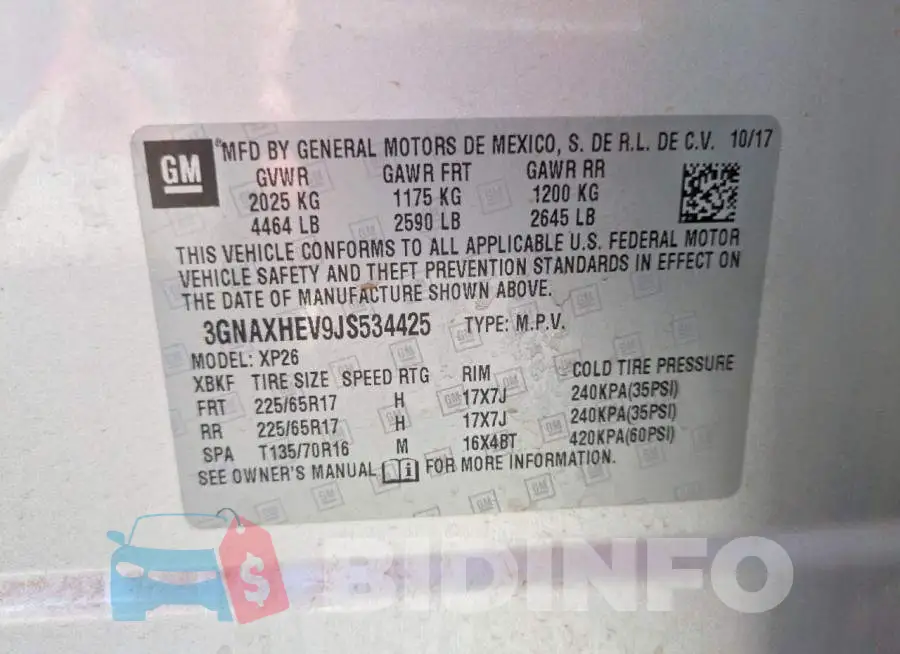 3GNAXHEV9JS534425 Photo# 13