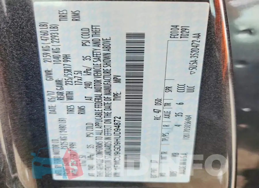1FMCU9GD9HUD94872 Photo# 12
