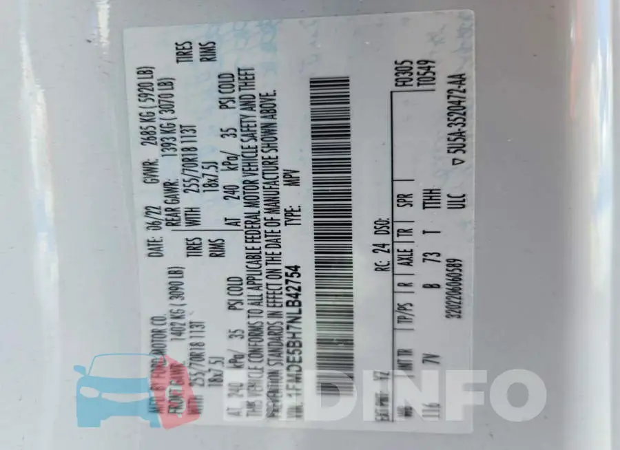 1FMDE5BH7NLB42754 Photo# 14