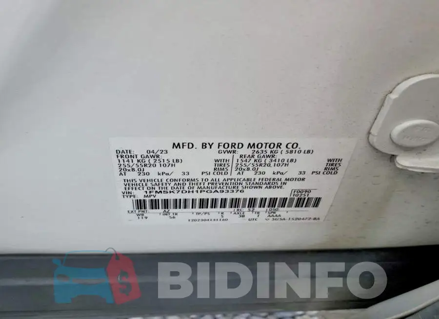 1FMSK7DH1PGA93376 Photo# 13