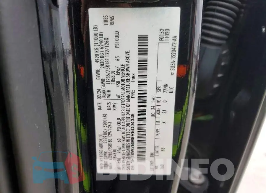 1FT8W2BM8RED04349 Photo# 13