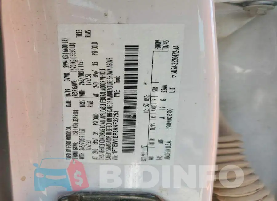 1FTEW1EP3KKF32253 Photo# 12