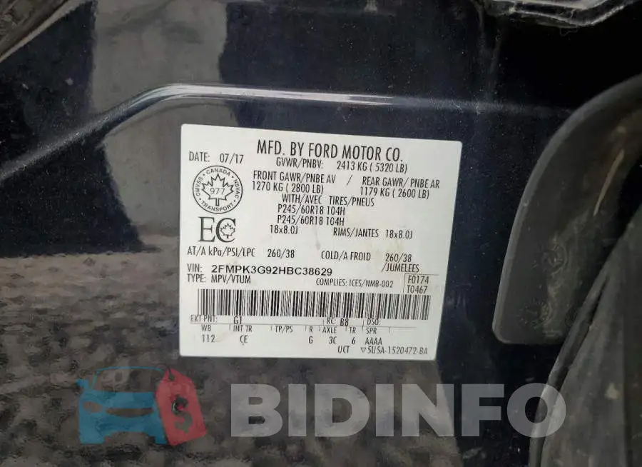 2FMPK3G92HBC38629 Photo# 12
