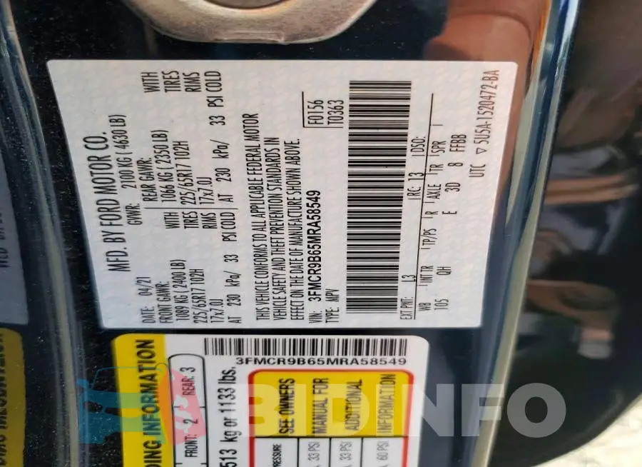 3FMCR9B65MRA58549 Photo# 13