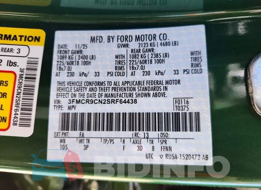 3FMCR9CN2SRF64438 Photo# 13