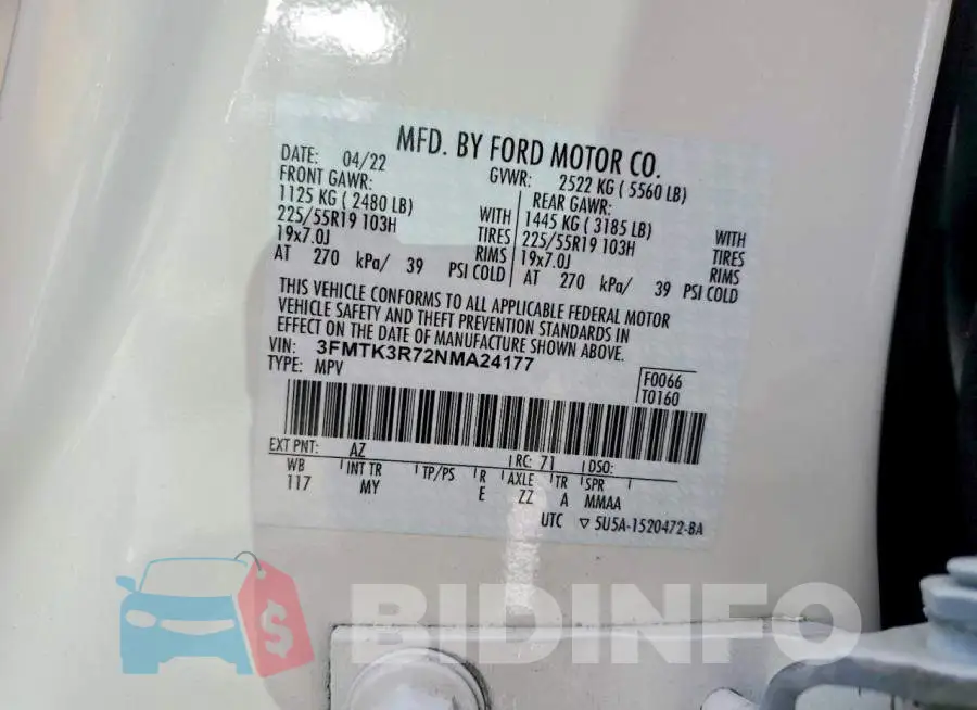 3FMTK3R72NMA24177 Photo# 13
