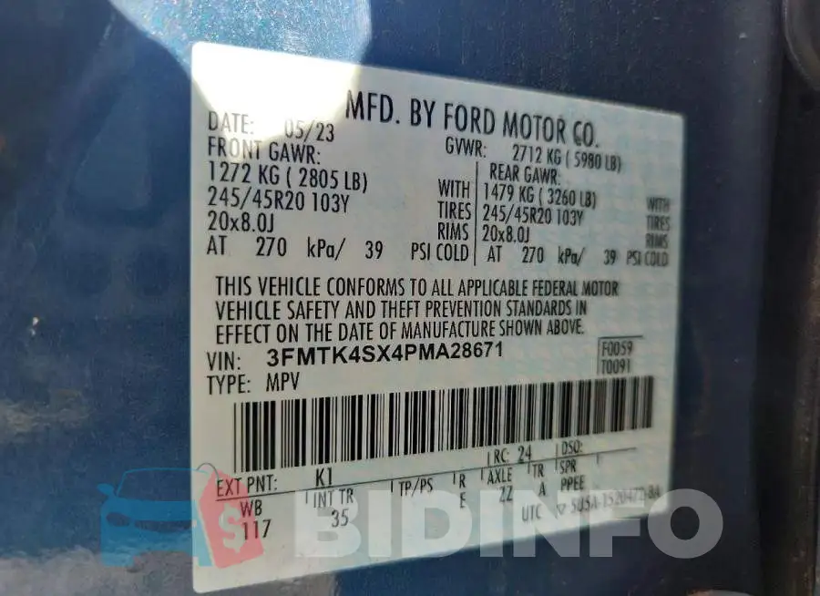 3FMTK4SX4PMA28671 Photo# 13